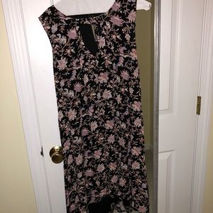 Black flower print dress with front cutout